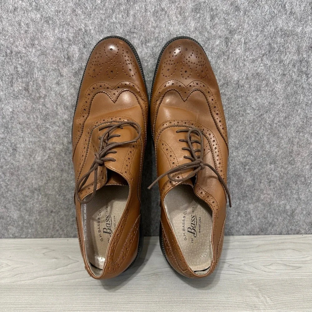 G.H. Bass Nicholas Wingtip Oxford Mens 13 Tan Leather Brogue Dress Shoes